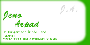 jeno arpad business card