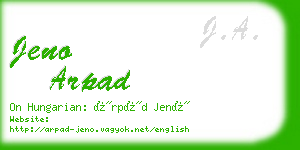 jeno arpad business card